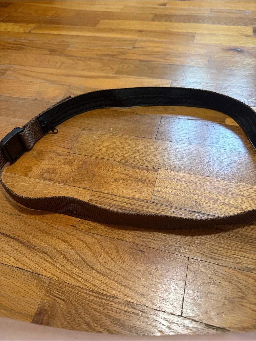 Men's Brown Webbing hidden money Belt with Black Buckle